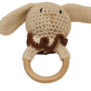 SONAJERO TEJIDO C/ CIRCULO MADERA CONEJO NATURAL